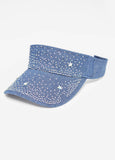 Crystal Embellished Denim Visor