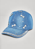 Bow Embellished Denim Baseball Hat
