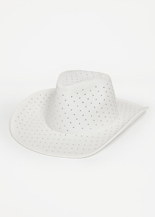Trendy Crystal Cowboy Hat White Denim Trend Fashion Cowgirl Fashion