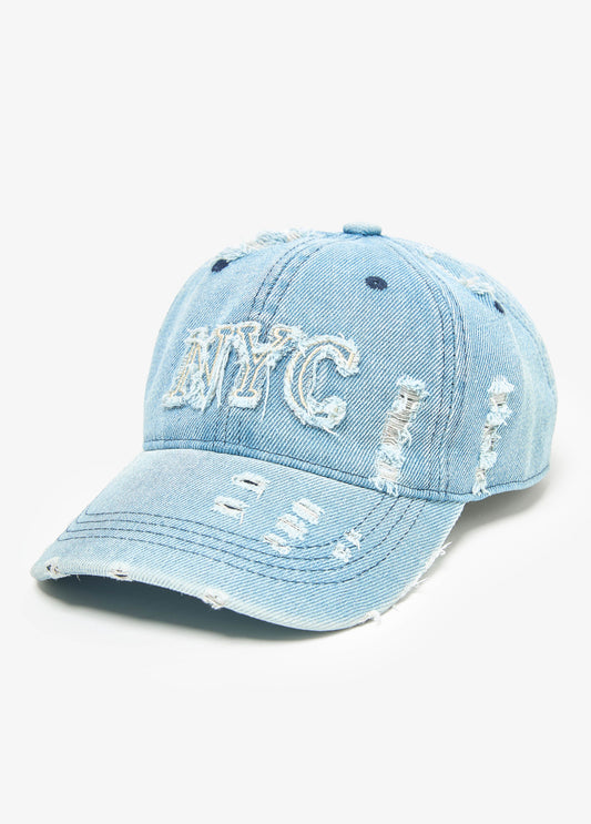 Distressed LA Denim Baseball Hat