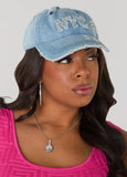 Distressed LA Denim Baseball Hat