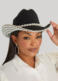 Faux Pearl And Crystal Cowboy Hat