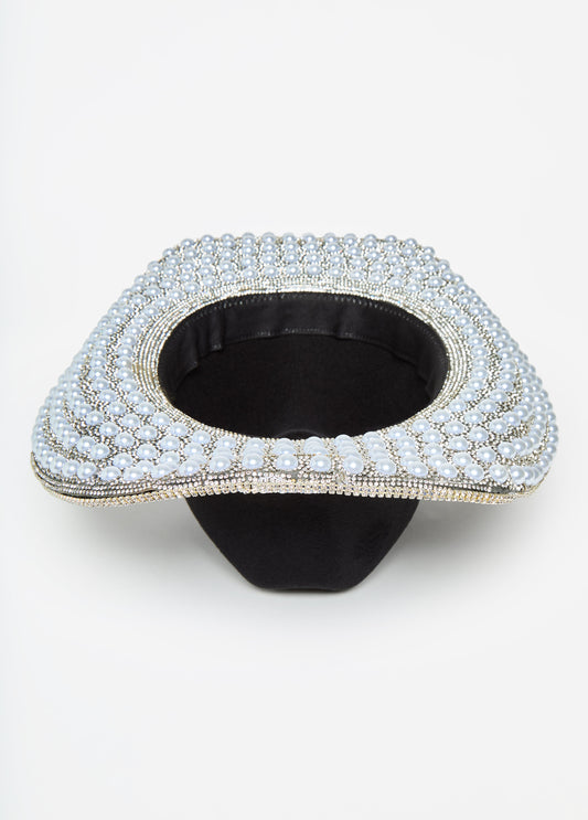Faux Pearl And Crystal Cowboy Hat