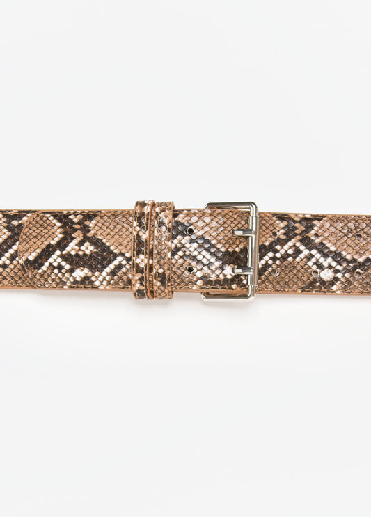 Snake Effect Faux Leather Belt