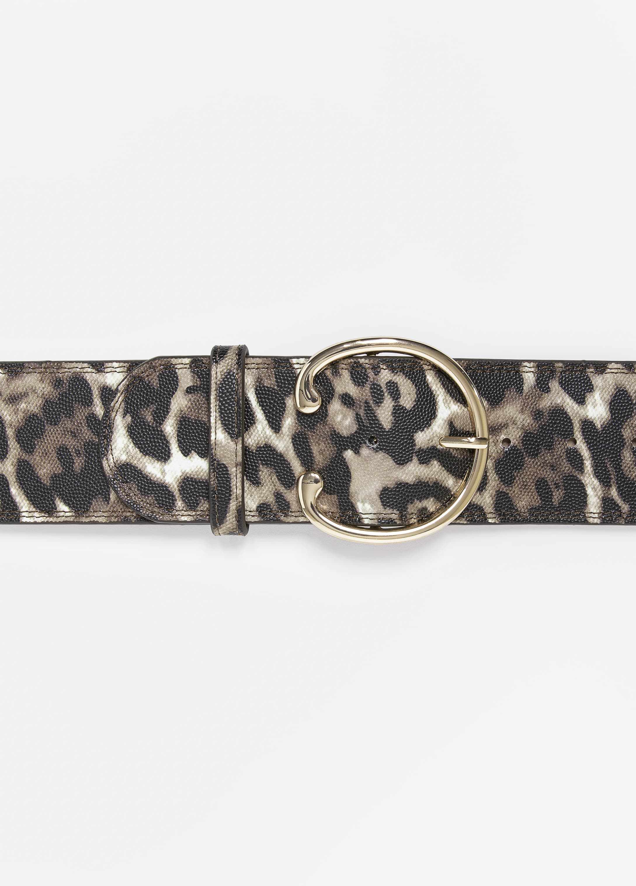 Pebbled Leopard Print Belt