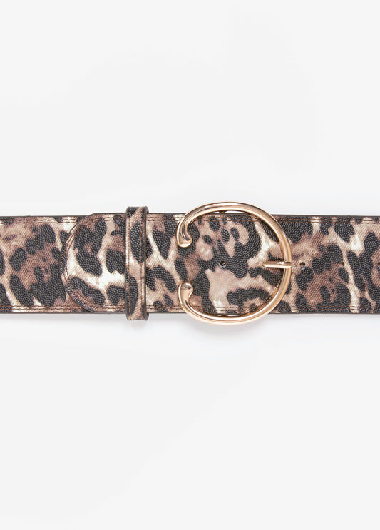 Pebbled Leopard Print Belt