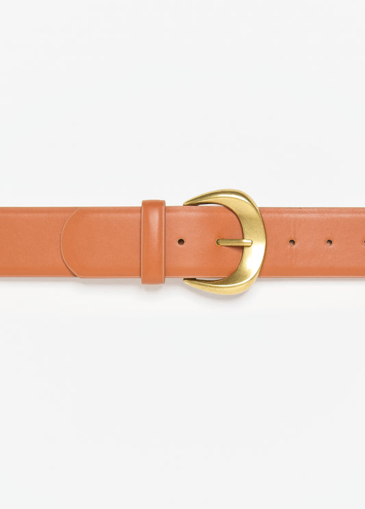 Crescent Buckle Faux Leather Belt