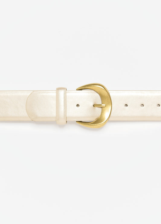 Crescent Buckle Metallic Belt