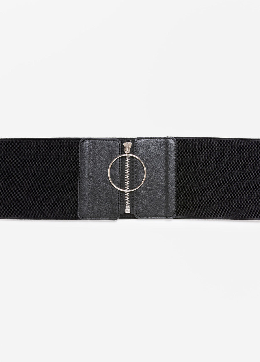 Zip Front Textured Belt