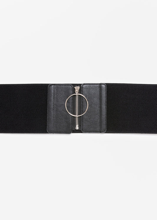 Zip Front Textured Belt