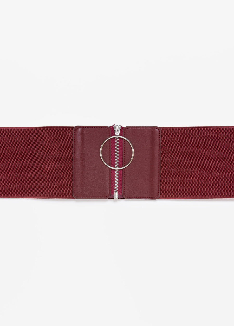 Textured Zip Front Stretch Belt
