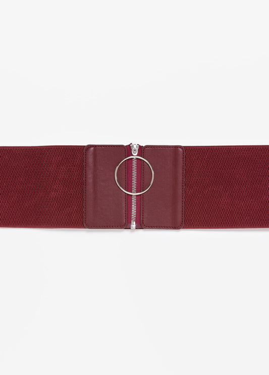 Textured Zip Front Stretch Belt