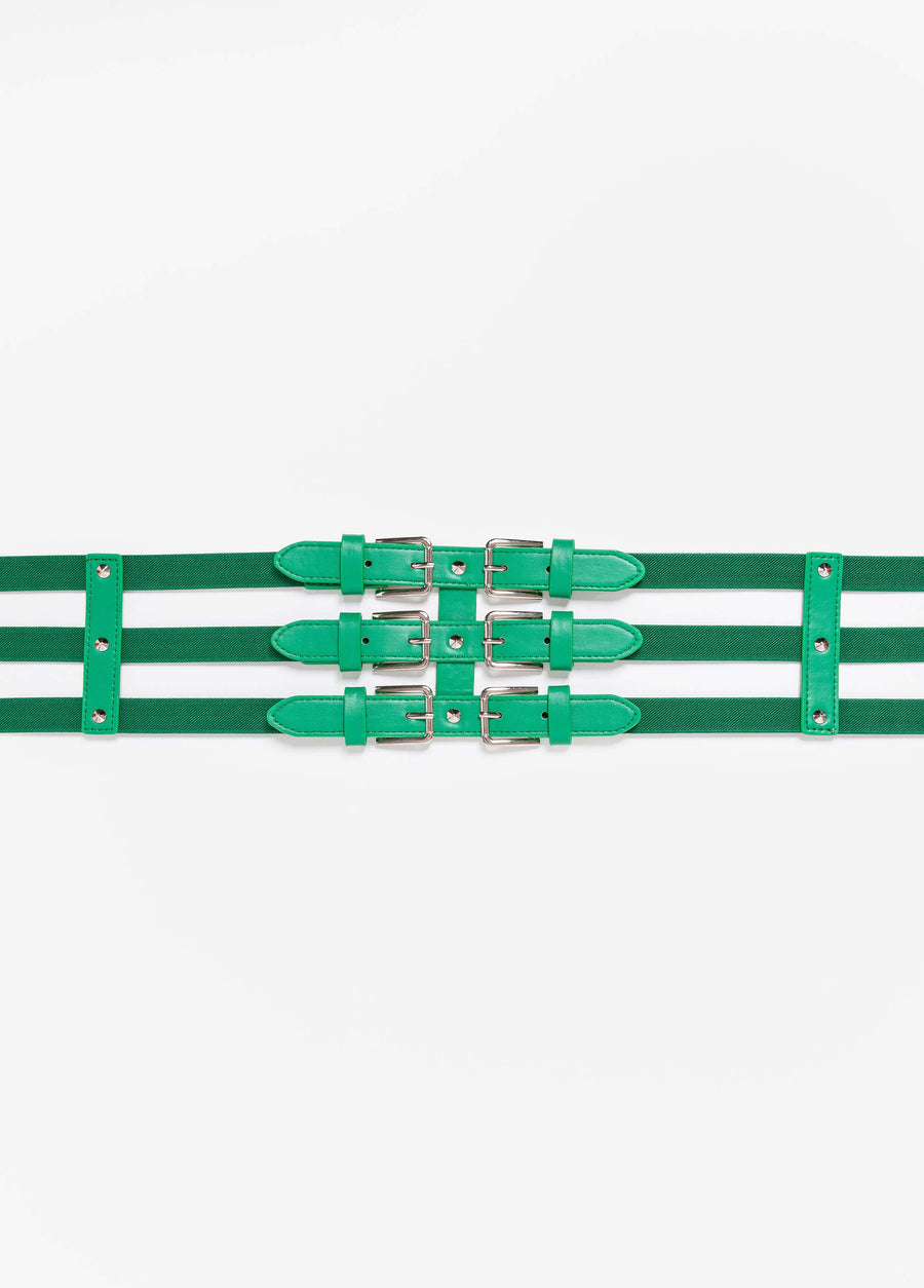 Buckled Caged Stretch Belt
