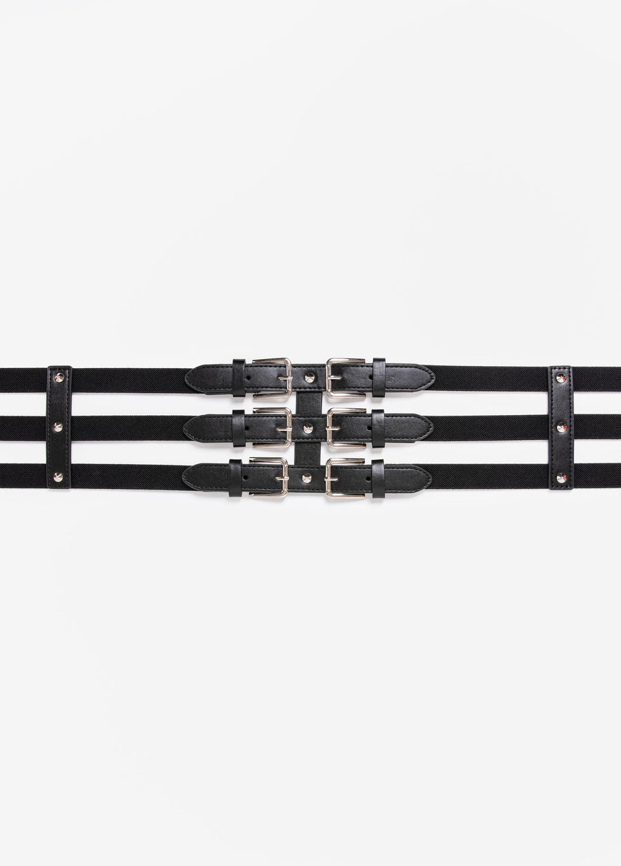 Caged Buckled Stretch Belt
