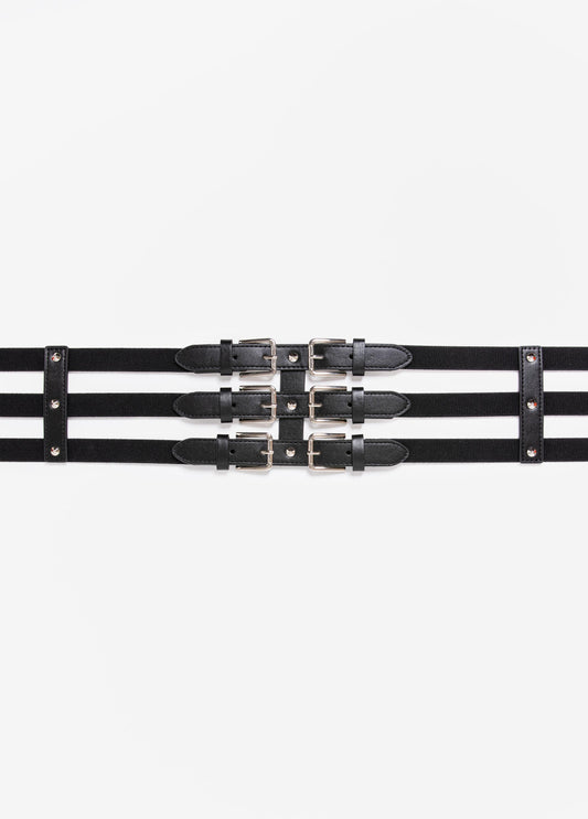 Caged Buckled Stretch Belt