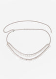 Faux Pearl And Chain Link Belt