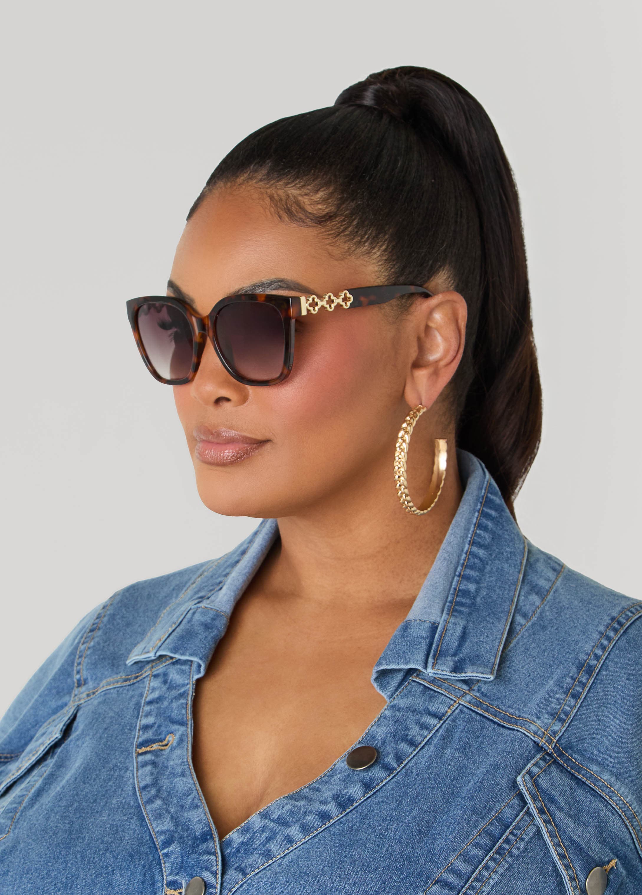 Cutout Tortoiseshell Sunglasses – Ashley Stewart display picture 1