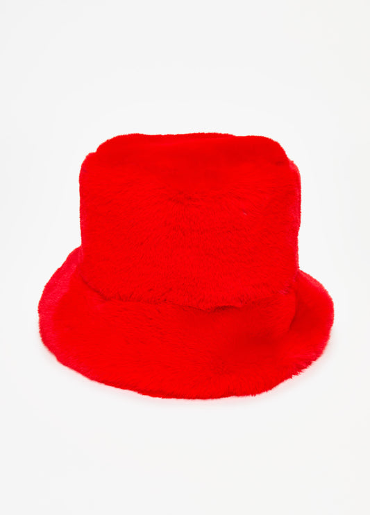 Trendy Leopard Red Black Bucket Hat Faux Fur Hat Fall Fashion