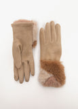 Colorblock Faux Fur Cuff Gloves