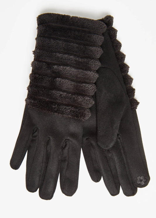 Plus Size Ribbed Faux Fur Gloves