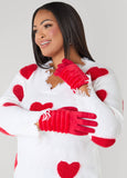Ribbed Panel Faux Fur Gloves