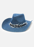Studded Denim Cowboy Hat