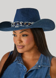 Studded Denim Cowboy Hat