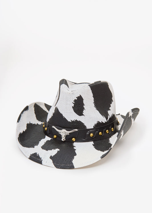 Cow Print Basketweave Cowboy Hat
