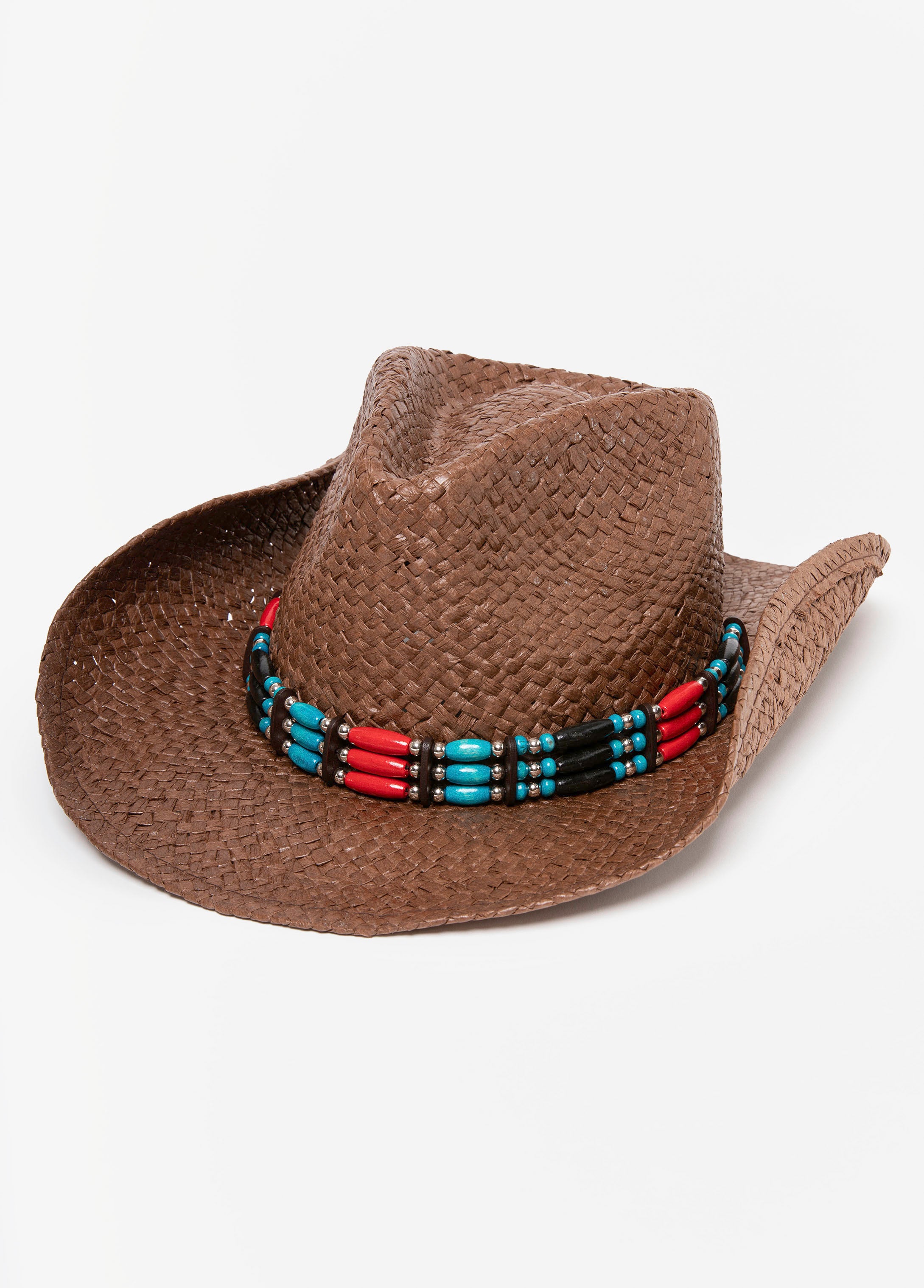 Beaded Straw Cowboy Hat