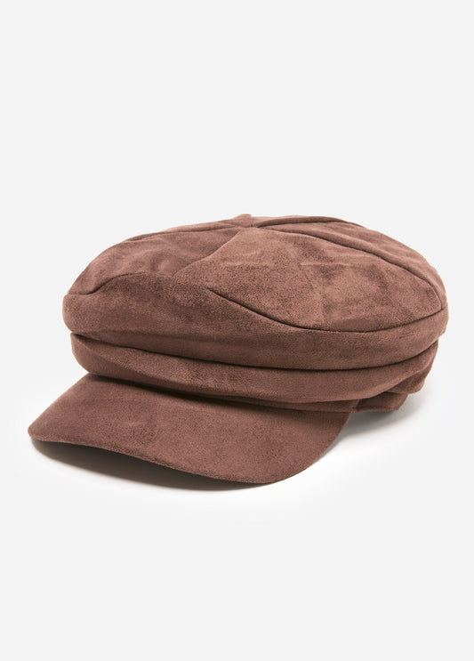 Ruched Faux Suede Cabbie Hat