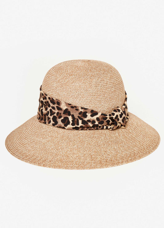 Animal Trimmed Straw Bucket Hat
