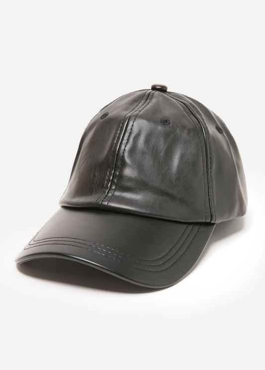 Faux Leather Baseball Cap