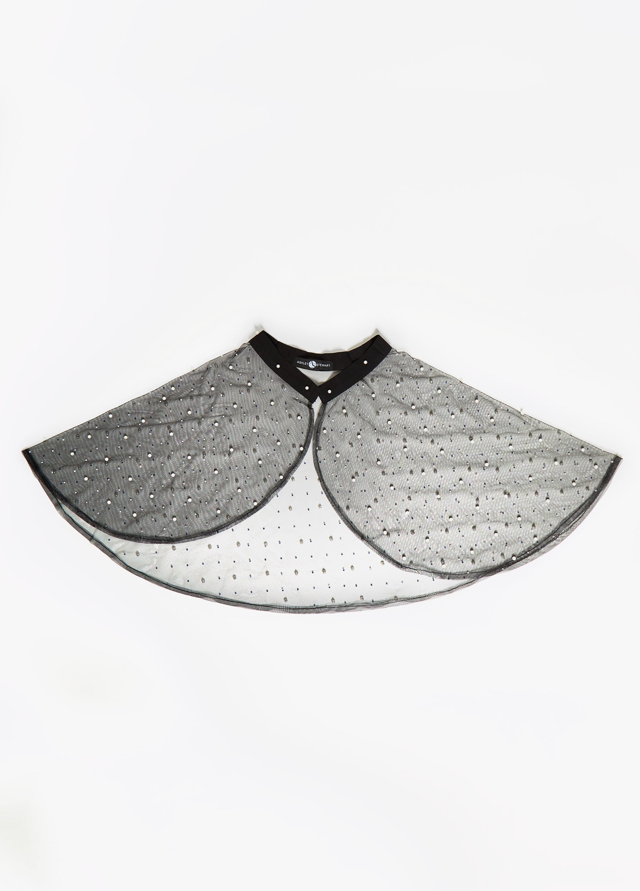 Faux Pearl And Crystal Mesh Capelet