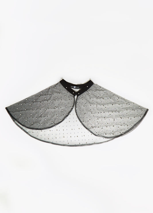Faux Pearl And Crystal Mesh Capelet