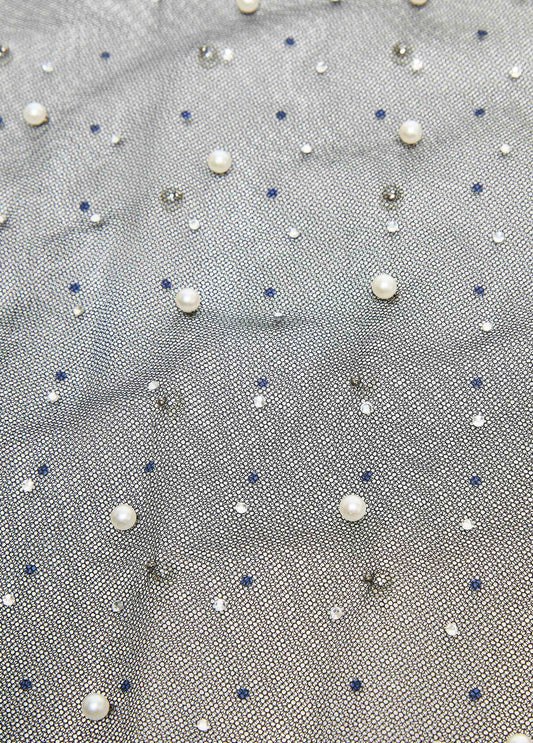 Crystal And Faux Pearl Mesh Capelet