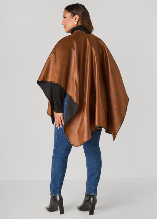 Reversible Faux Suede Ruana