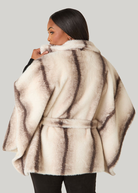 Striped Faux Fux Cape