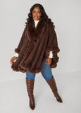 Faux Fur Trim Ruana