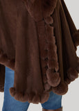 Faux Fur Trim Ruana