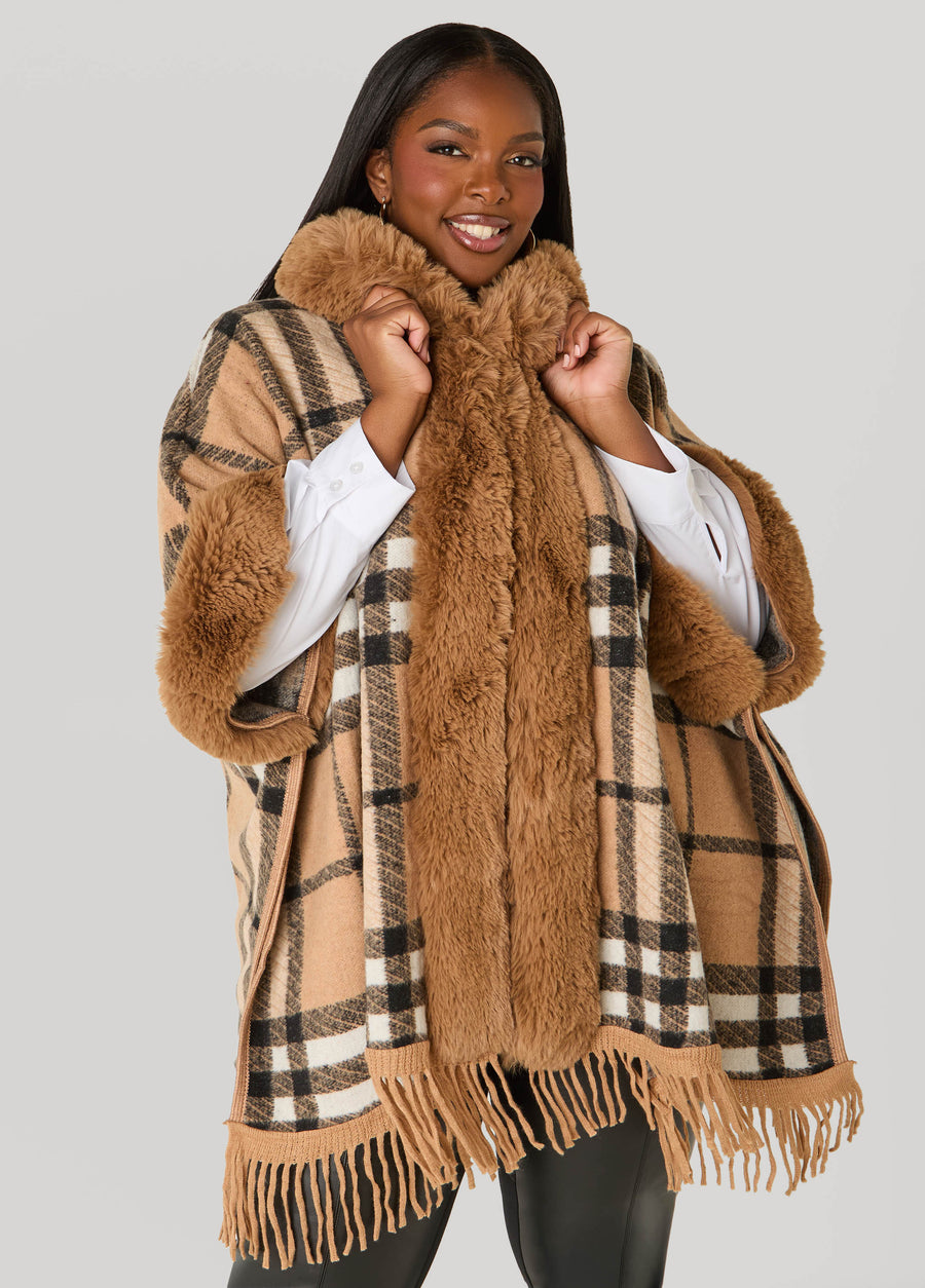 Plaid Hooded Ruana