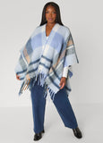 Brushed Fringed Plaid Ruana