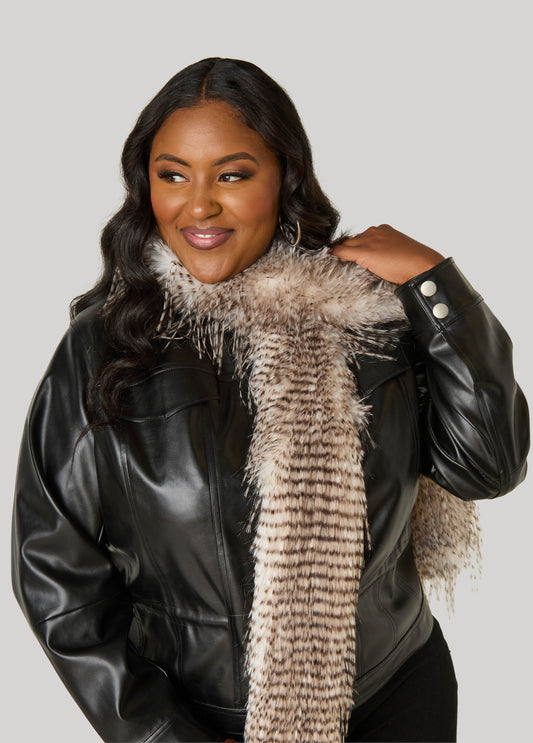 Printed Faux Fur Scarf