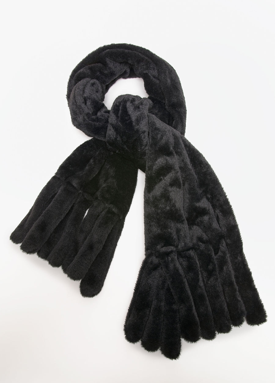 Faux Fur Scarf With Tails