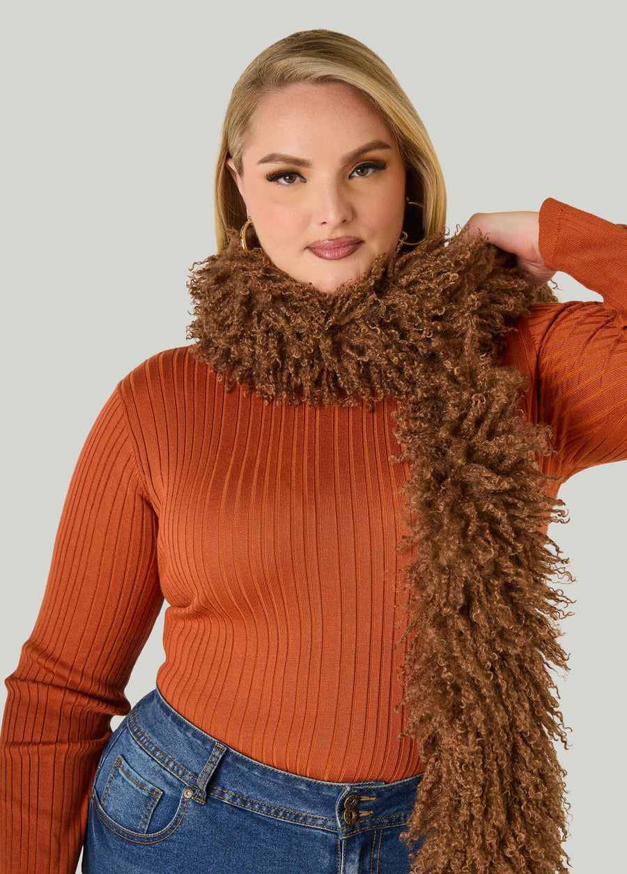 Faux Mongolian Fur Scarf