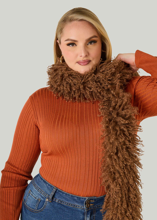 Faux Mongolian Fur Scarf