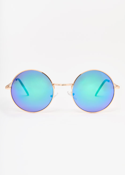 Reflective Round Frame Sunglasses