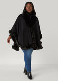 Max Studio Faux Fur Trim Ruana
