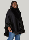 Max Studio Faux Fur Trim Ruana