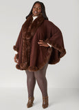 Max Studio Faux Fur Trimmed Ruana
