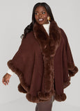 Max Studio Faux Fur Trimmed Ruana